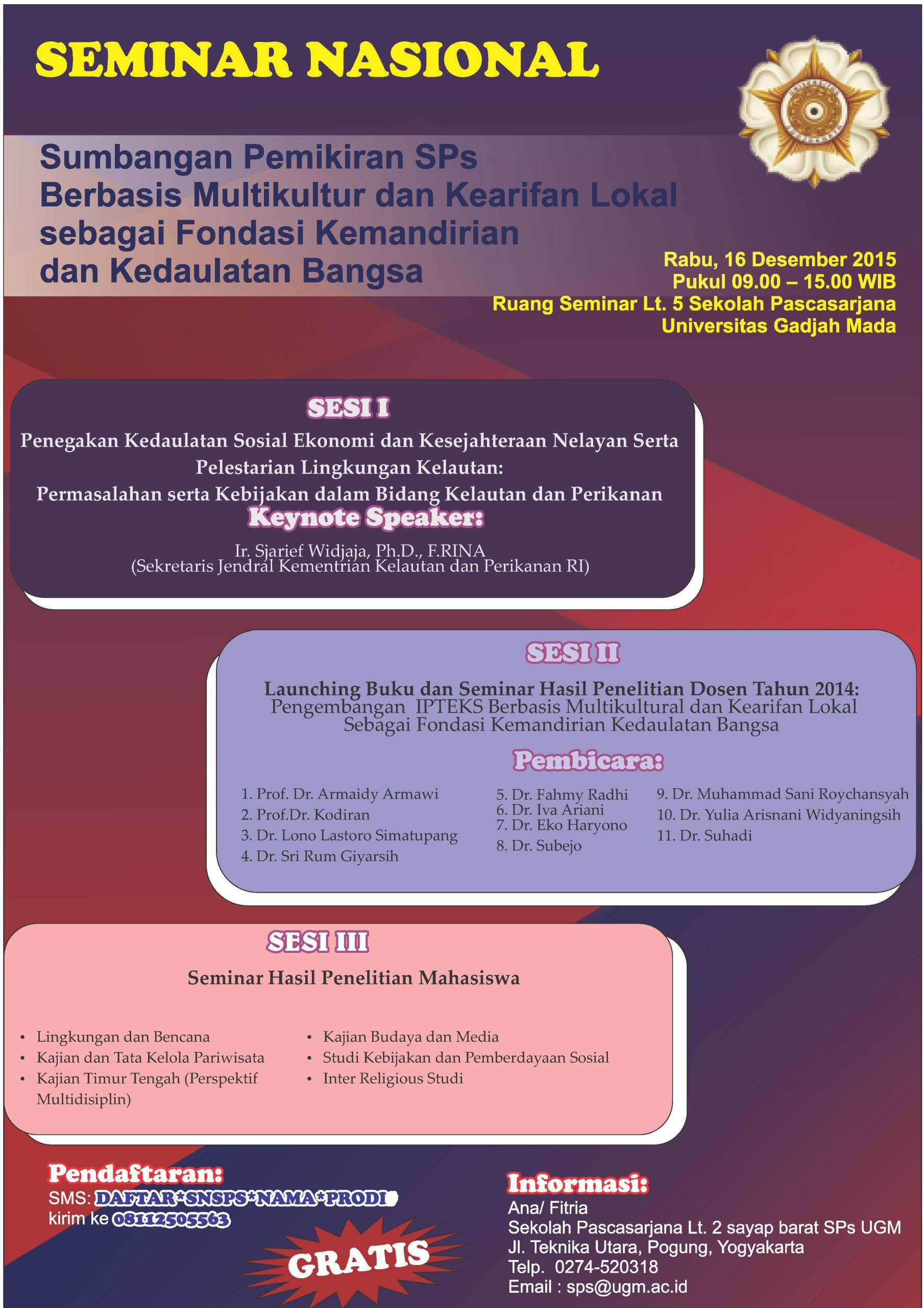 Seminar Sumbangan Pemikiran SPs Berbasis Multikultur Dan Kearifan Lokal ...